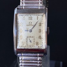 Vintage 1940's MEN’S OMEGA STAINLESS RECTANGULAR WATCH ~Mechanical ~ Cal. R 17.8