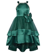 NEW Bonnie Jean Girls Size 8 "GREEN JEWELED" Matte Satin Christmas Dress NWT