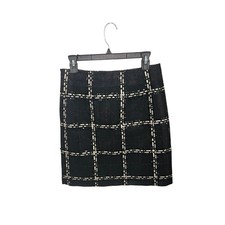 Per Se Leather Suede Perforated Plaid Black H...