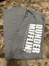 Dunder Mifflin Pajama Pants M Gray Lounge Sleep Sweats Office Paper Company NWOT