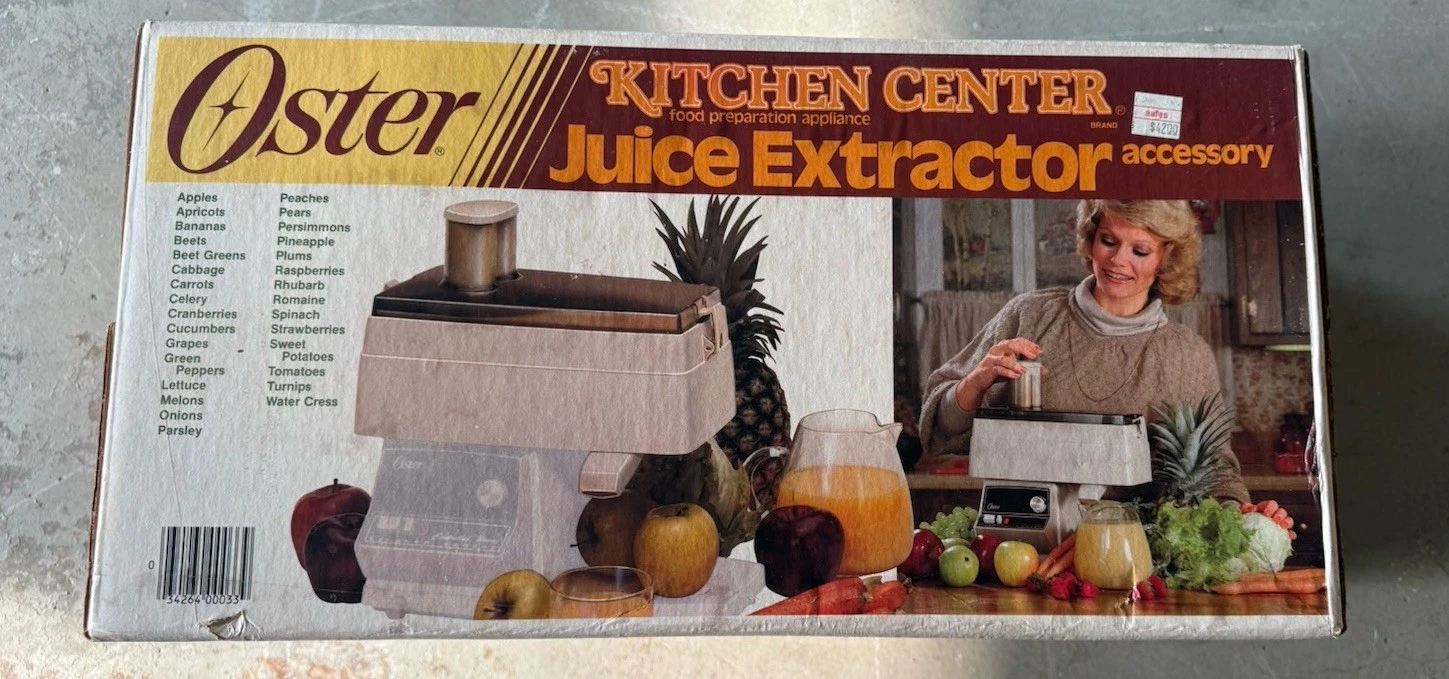 Oster Kitchen Center Juice Extractor Accessory 1981 JM09-121D 364-06 RARE Sealed
Opens in a new wind
