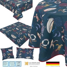 Tischdecke Kissenbezug Tafeltuch Maritim Stoff Beschichtet Ozean Made in Germany
