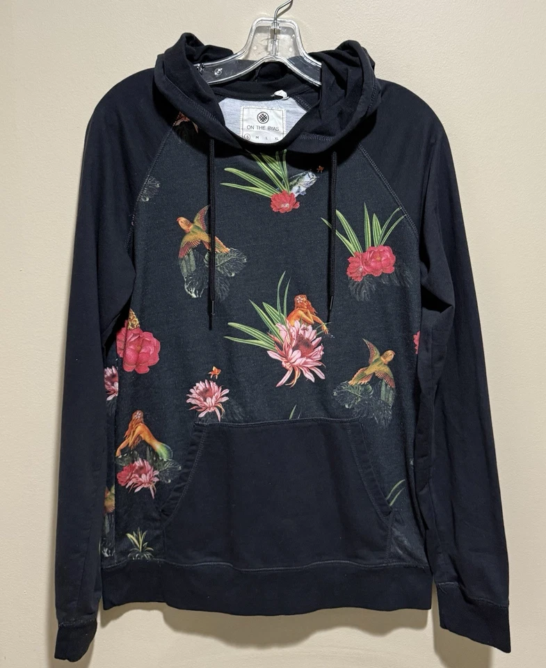 On The Byas Sirena Gráfico Sudadera con Capucha Floral Arte Tropical Pullover Sudadera Hombres S Foto 3 de 4