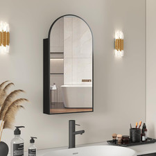 16 X 32 Black Bathroom Medicine Cabinet with Mirror,Arched Medicine Cabinet with