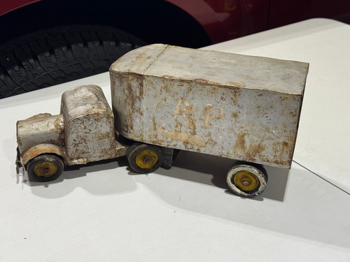 Antique 1920's Handmade Tin Toy Truck and Trailer