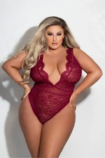 Seven til Midnight Eyelash & Floral Lace Teddy 11280X Sz XL