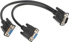 1 FT Black VGA Y Splitter Cable 1 Male To 2 Female Screen Duplication