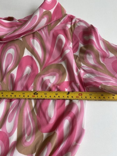 Vintage Handmade 60s 8 pink and gold dress Pucci Esque Nylon psychedelic - Picture 9 of 12