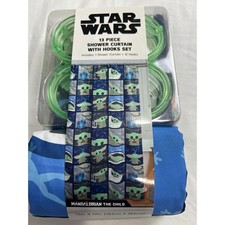 Star Wars Mandalorian The Child Shower Curtain Set 72x72 Blue Grogu Kids A02