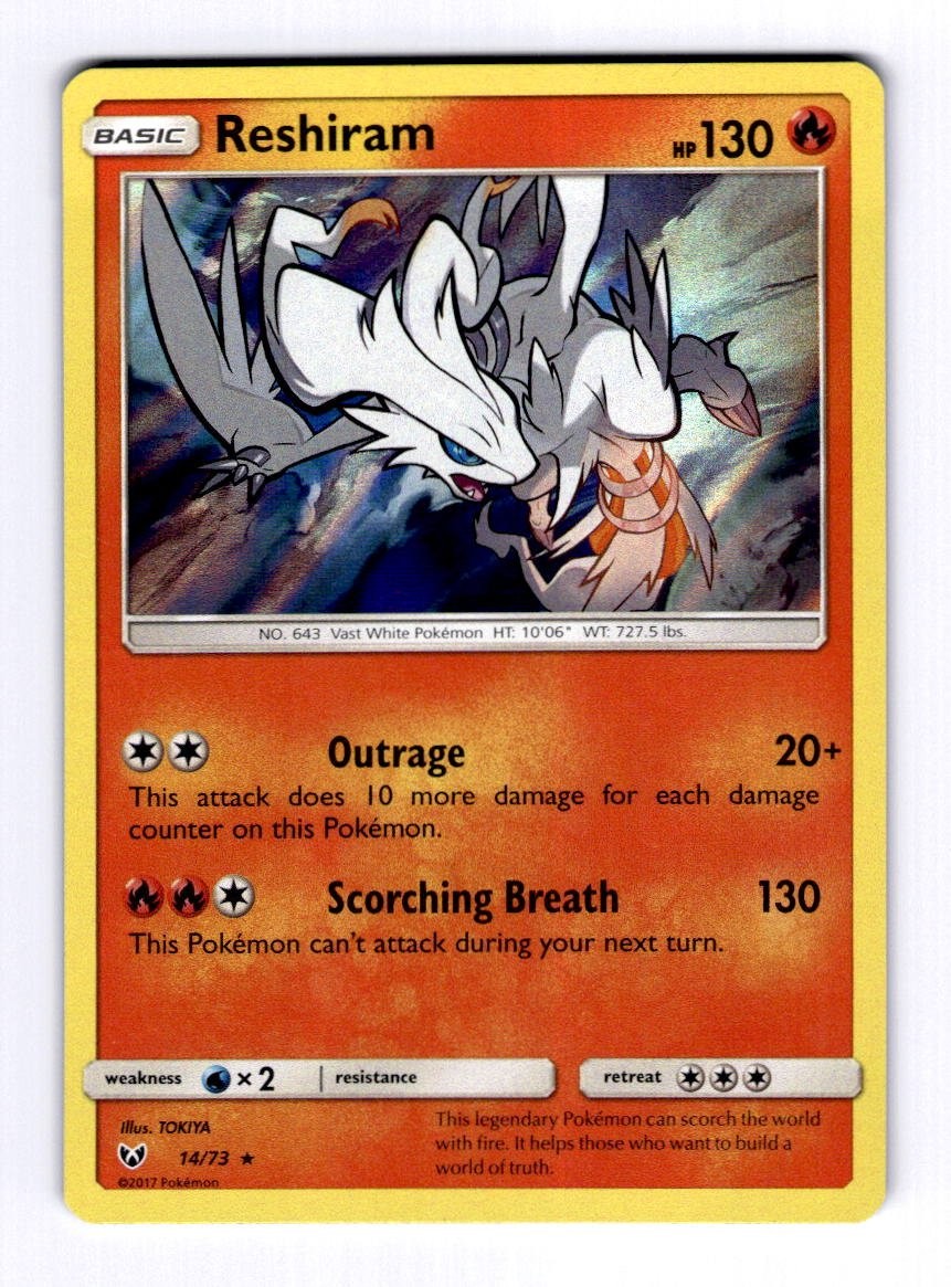 Reshiram Shining Legends #14 (2017) Holo NM Pokemon