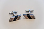 Vintage Antonio Pineda 970 Silver Modernist Taxco Obsidian Cufflinks — photo 6