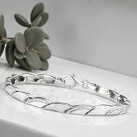 Armband 925 Sterling Silber 80 Zirkonia 19 Cm Silberarmband