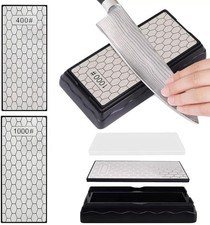 400&1000 LARGE DOUBLE-SIDED DIAMOND SHARPENING STONE SHARPENER GRIT KITCHEN