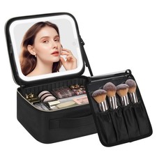 Makeup Bag with LED Mirror, Travel Makeup Case for Women and Makeup Artists C...