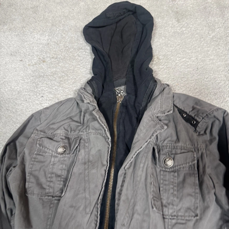 Chaqueta Royal Underground Para Hombres 2XL Negra Cremallera Completa Grunge Rave Sudadera con Capucha Militar Y2K Foto 3 de 4