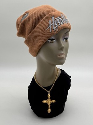 Muka Hustle Brown Knit Beanie Hat NWT Embroidered Cuffed Winter Cap Unisex