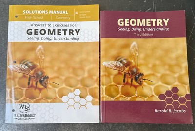 2pc lot Geometry text book by Jacobs and solutions manual 