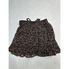 Sienna Sky Black Floral Ruffle Mini Skirt Size L Drawstring Waist