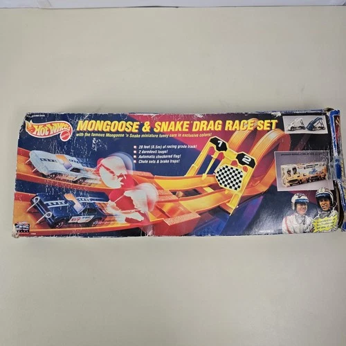 Vintage 1994 Hot Wheels Mongoose & Snake Drag Race Set - New in Open Box
