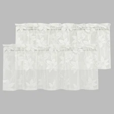DWCN 2 Pack Floral Lace Valances for Kitchen - Extra Wide Rod Pocket Half Window