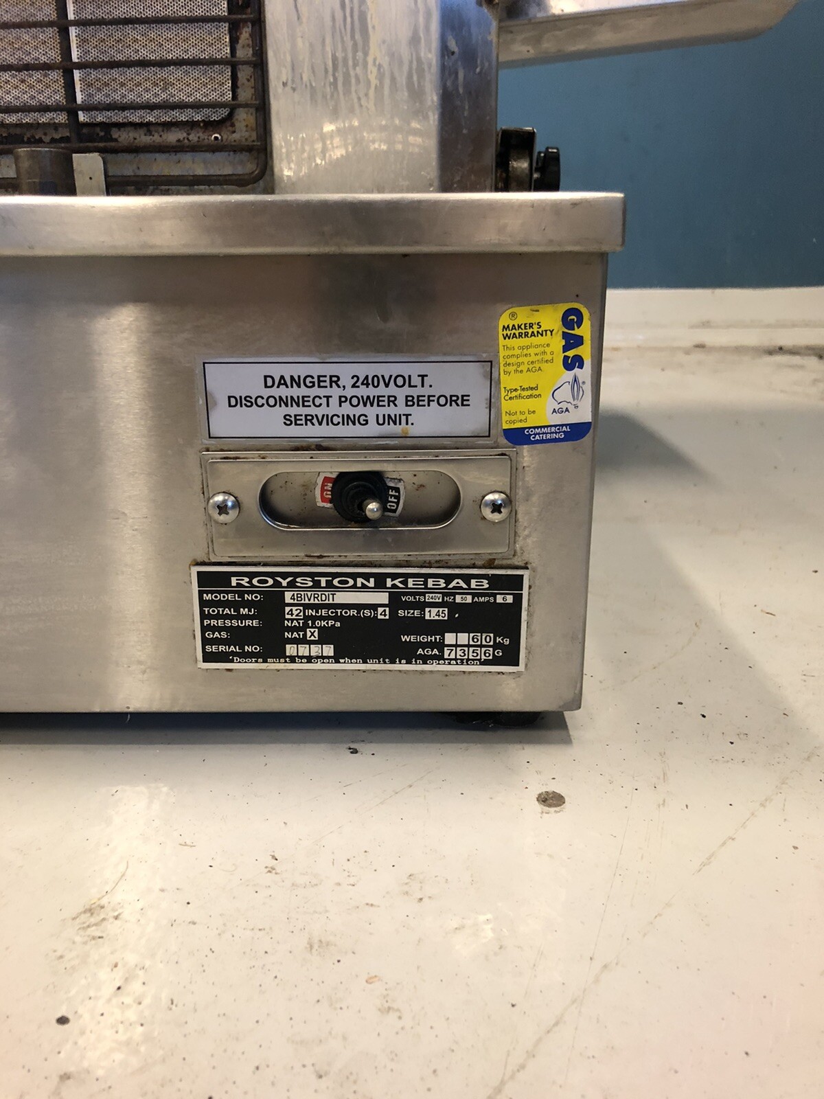 Gas Doner Kebab Machine 4 Burner Royston Shawarma Commercial Kitchen