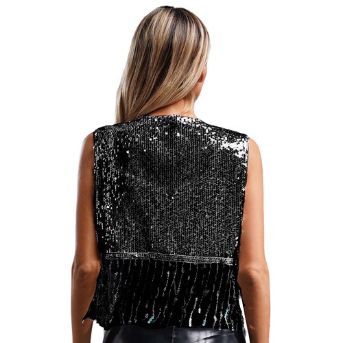 Womens Vest Music Festival Top Cardigan Waistcoat Performance Sequin Halloween - Picture 22 of 46