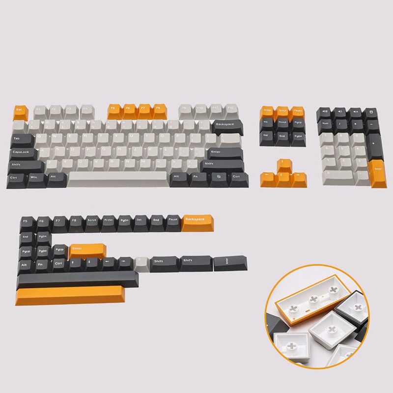 White Retro PBT Keycaps Set Double Shot Cherry Profile for Mechanical Keyboards