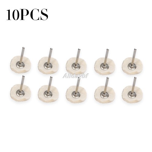 10Pcs 25mm Cotton Pad Wheel Brushes Polishing Shank Use for Power Rotary White - Picture 2 of 10