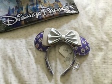 Disney 100 Loungefly Minnie Headband Ears Mickey And Friends Platinum Purple