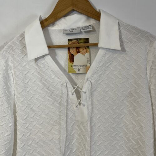 Kathy Ireland Women’s Blouse 3/4 Sleeve Textured White Size XL - Picture 3 of 16