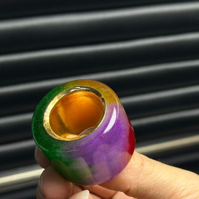 Certified Natural ice inlay Burmese Jade Jadeite Amulet archery thumb Rings 镶嵌扳指