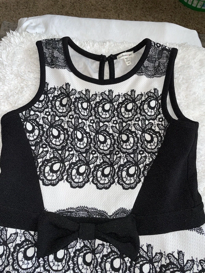 Monteau девочка sz. 14 черно-белое платье без рукавов. Деликатный, женственный, красивый - Изображение 4 из 4