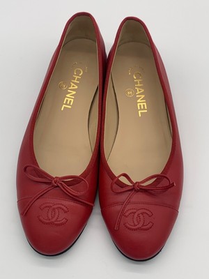 Chanel Red Ballet Flats Size 38