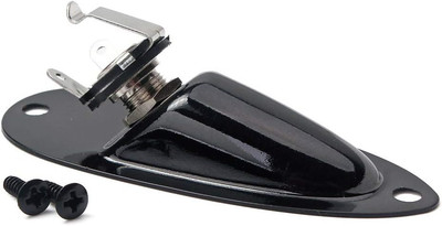 Input Output Jack Plate Socket with Screws for Strat Guitar Black