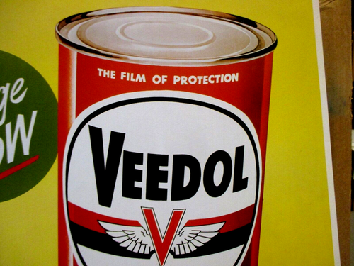 1958 VINTAGE VEEDOL MOTOR OIL CAN DISPLAY SIGN-FLYING A-NOS-18" GAS STATION - Picture 3 of 11