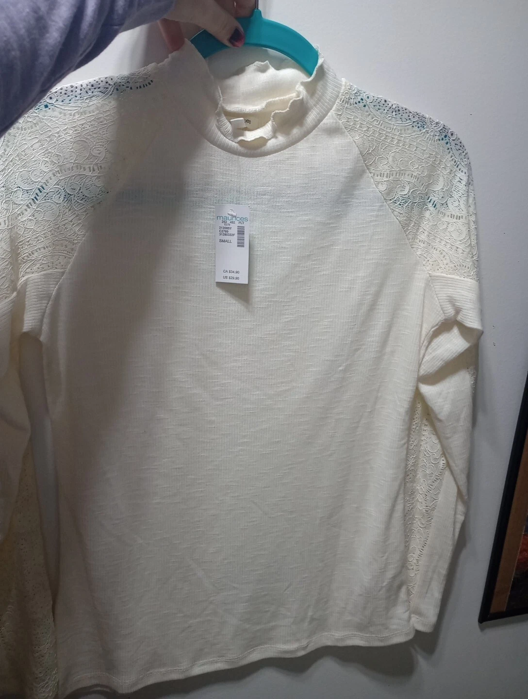 OFF WHITE Camicia manica lunga in pizzo bianco sporco Maurices taglia S