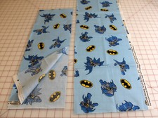 Super Friends Batman Fabric Lot of 2-pieces. Approx. 7x43  9x27. RB-779