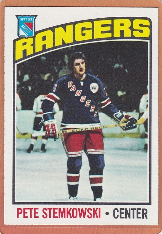 1976-77 TOPPS HOCKEY PETE STEMKOWSKI #166 RANGERS EX+ *A14077