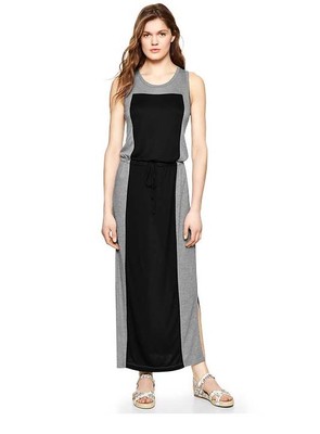 slim fit dress slacks Gap Body Grey & White Striped Maxi Dress- Size XS – The Saved Collection main image 1