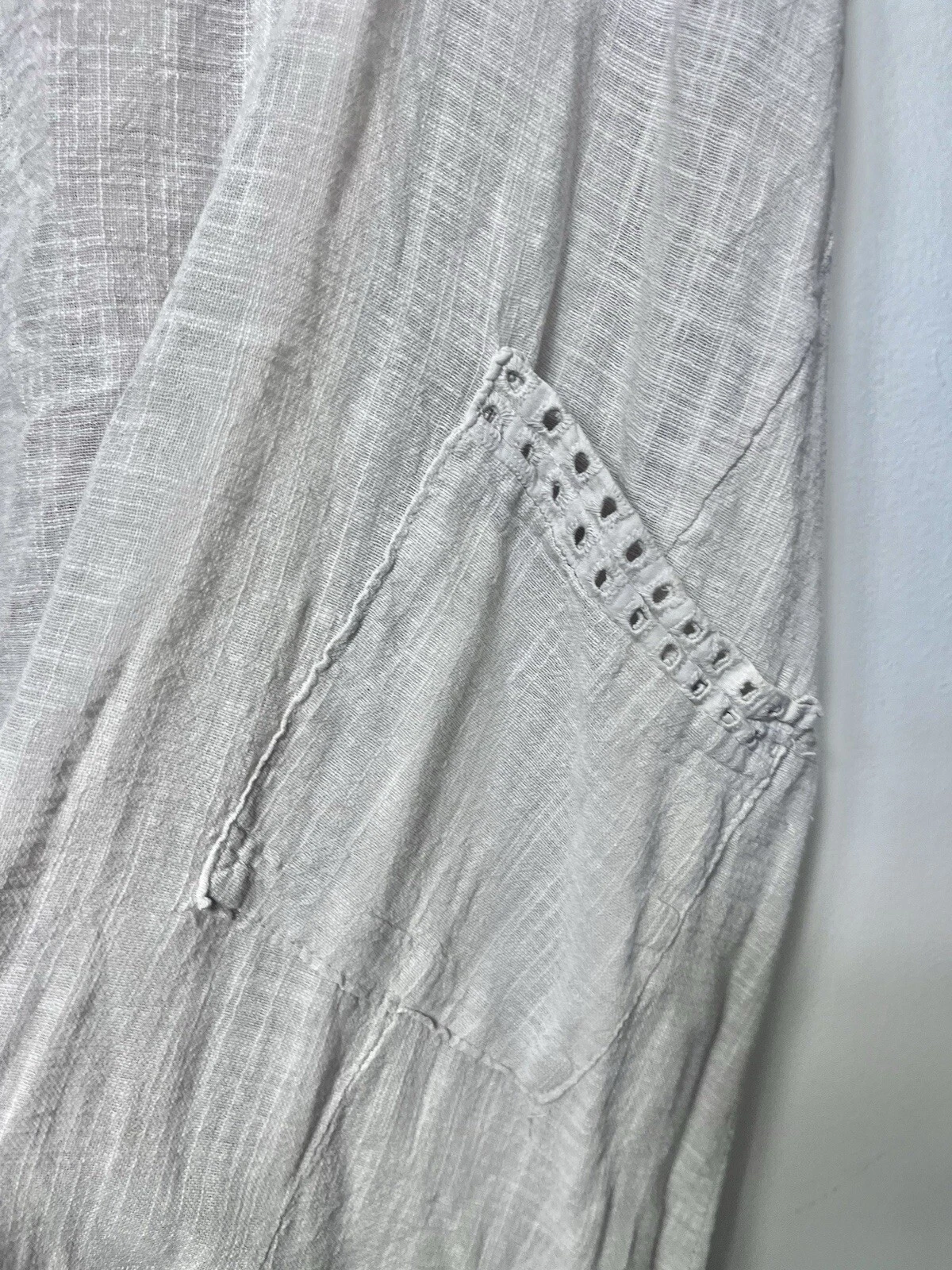 OFF WHITE Abito MADE IN ITALY Beige Off Bianco 100% Cotone Lagenlook taglia UK 16 18 20 22