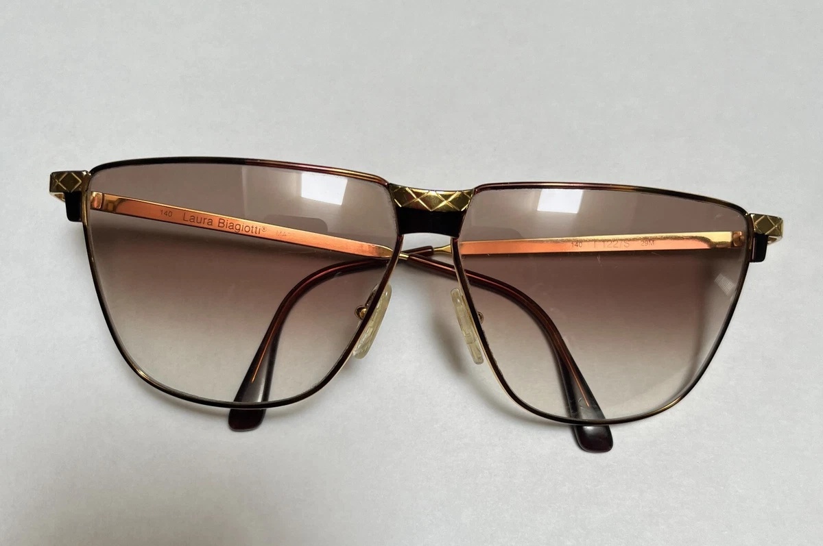 Laura Biagiotti T60 Gold Sunglasses Textured Brow Bar Gradient Lenses Vintage Sunglasses for Women with Vintage LAURA BIAGIOTTI for sale  main image 4