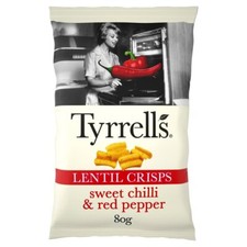 1 X Tyrrells Linsen Austausch Chips Süßer Chili & Rot Pfeffer 80g