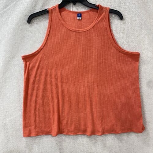 Old Navy Luxe Tank Top Women's XL P Orange Rib Knit Swing Stretch Sleeveless
