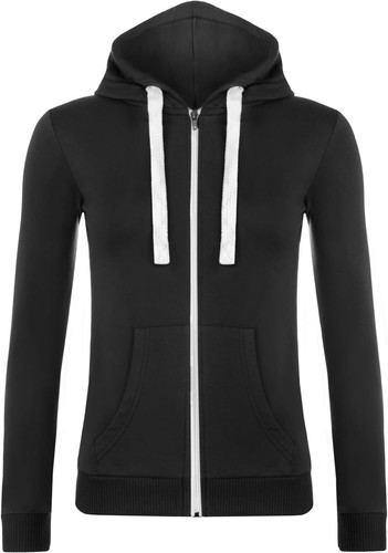 Womens Hooded Zip Long Sleeve Pocket Stretch Plain Ladies Hoodie Top - Picture 19 of 25