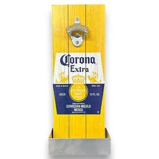 Corona Extra Bottle Opener and Cap Catcher Wall Mounted Plaque