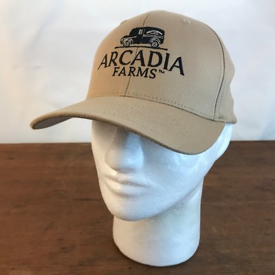 Arcadia Farms Tan Poly Cotton FlexFit S/M Baseball Cap Hat CH18
