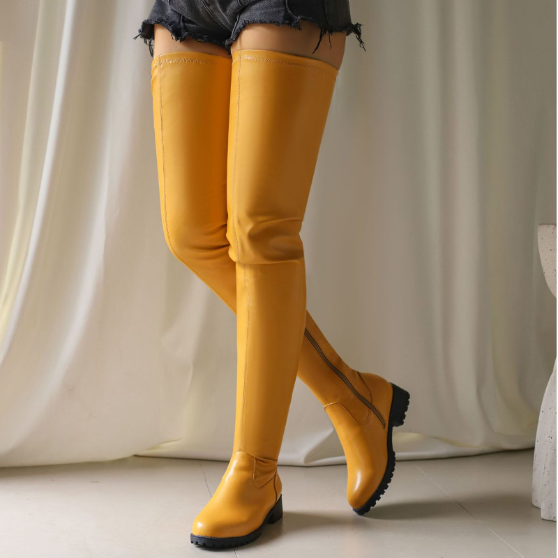 Women's Over The Knee Thigh High Boots Block Low Heels
