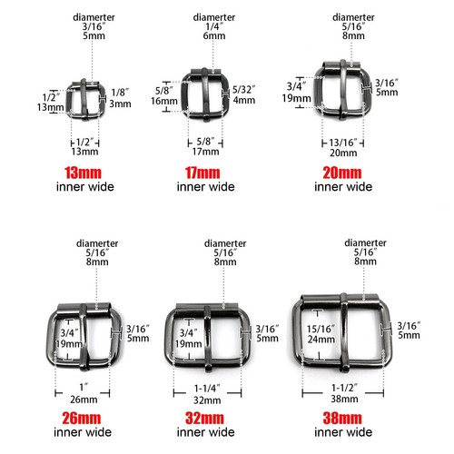 Leather Hand Bag Shoe Strap Belt Rectangle Adjust Roller Pin Buckle Clasp Ring - Picture 3 of 10
