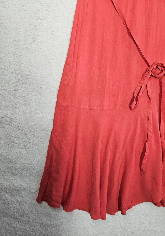 City Chic Women Dress S/16 Red 100% Viscose Wrap Tie Short Slit Sleeve Maxi Fit - Image 4 of 4