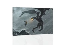 Skyrim Dragonborne Attack  - CANVAS OR PRINT WALL ART